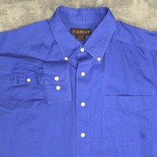 Ariat Shirt Mens XL Blue Button Down Long Sleeve Western 100 Cotton Casual
