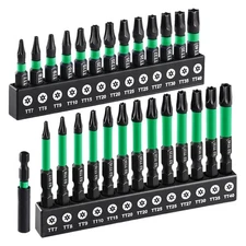 27PCS Im Pact Torx Bit Set Magnetic Torque Drill Kit TT7-TT40 Tamper-Proof Tool 
