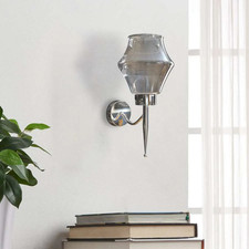 Image of Smoky Gray Glass Wall Lamp Chrome Plating Wall Light~5054