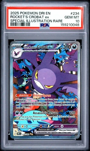 2025 POKEMON DRI EN-DESTINED RIVALS #234 TEAM ROCKET'S CROBAT EX PSA 10