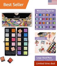 Elegant 24-Color Metallic Watercolor Set - Detachable Pans  Palette Included