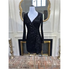 Belle Badgley Mischka Dress 2 Sequin Mini Wrap Glam Night Out Party
