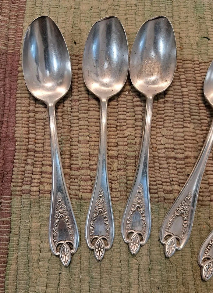 Антикварный тройной набор из пяти столовых ложек 1911 Old Colony 1847 Rogers Brothers XS - Изображение 3 из 4