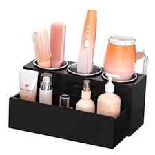 Hair Tool Organizer, Acrylic Hair Dryer and Styling Holder, Bathroom Black