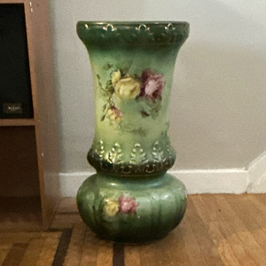 Green Pink Yellow Floral Vase, Flower Theme Decorative Home Decor