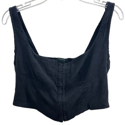 Wild Fable Corset Crop Top Front Close Hook & Eye Black EUC Smocked Festival
