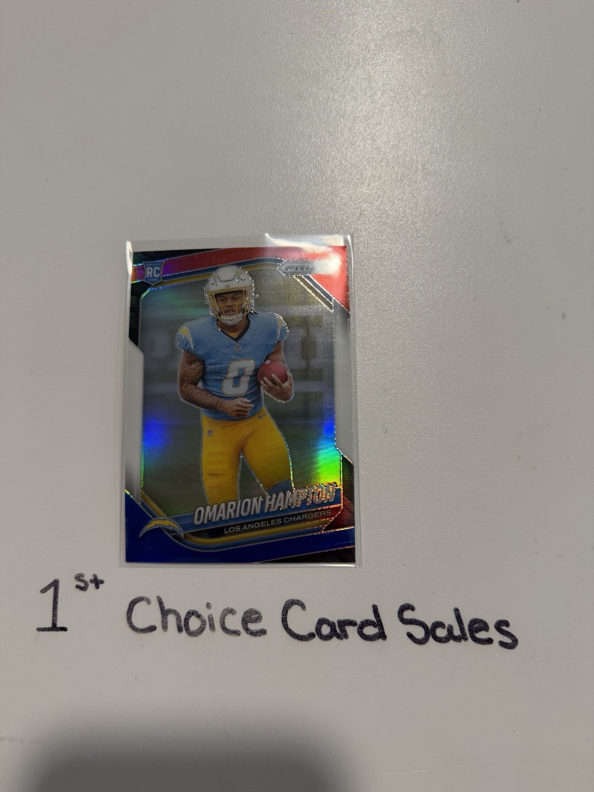 2025 Panini Prizm - Rookies Omarion Hampton #355 Red White & Blue Prizm (RC)