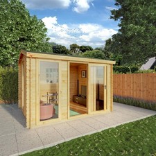 Waltons 3.5m x 3m Log Cabin Wooden Apex Garden Room 19mm Interlocking Logs