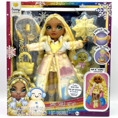 MGA Rainbow High Winterwunderland Sunny (Gelb) Puppe Winter Outfit Zubehör Neu