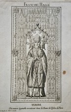 FRANCOIS HALLE ARCHVEQUE DE NARBONNE (1491) PARIS PORTRAIT ENGRAVING 18th century
