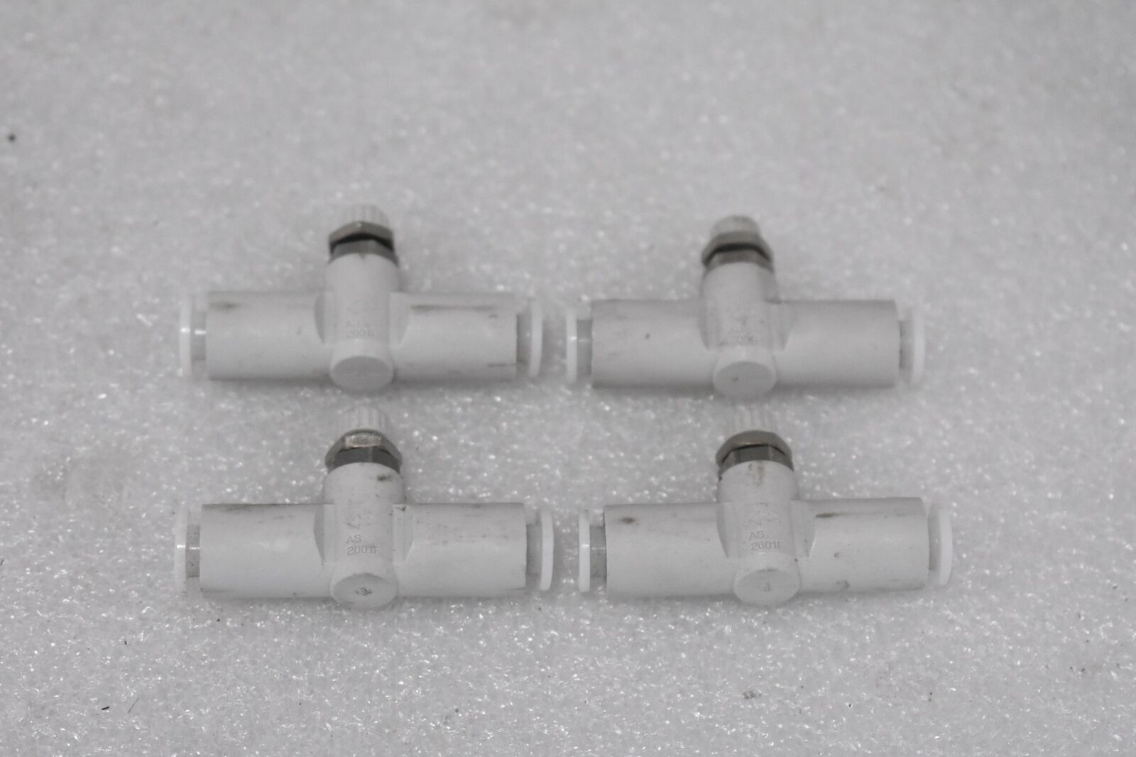 SMC AS2001F TAMPER PROOF FLOW CONTROL VALVE 1/4" x 1/4" PUSH TO CONNECT LOT OF 4