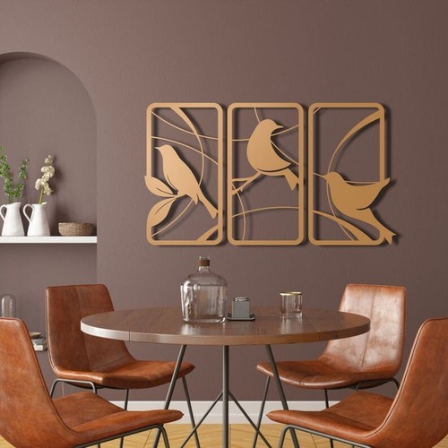 Arte de pared de metal Birds of Paradise, juego de 3 enmarcados de arte de pared de metal, colgantes de pared, - Imagen 6 de 20