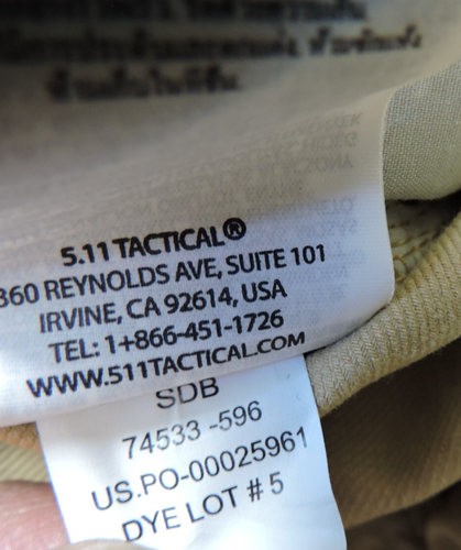 Pantaloni da lavoro utility 5.11 tattici uomo 38x32 washout coalizione tela 74533-596 - Foto 18 di 18