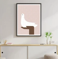 Dove printable, Bird Hand Print, White Dove Wall Art, Minimal Prints