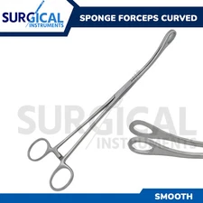 Sponge Forceps Surgical OB/GYN Smooth Jaw 9.5" Curved Stainless German Grade