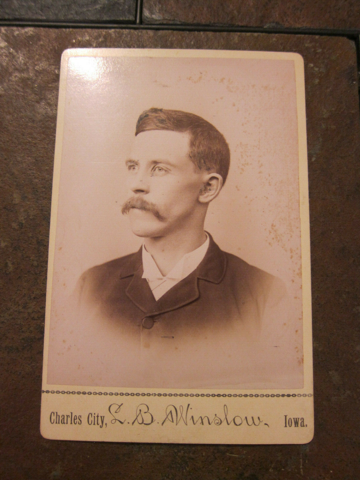 Cabinet card Real Photo Man Charles City L.B. Winlow Iowa 