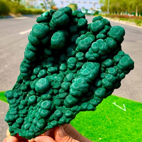1.85LBRare!! Natural velvet Malachite stone cat eye cluster rough mineral sample - Picture 15 of 20