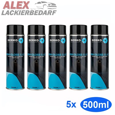 5 x GERKO Premium Autolack schwarz GLANZ 500ml Spraydose Sprühlack