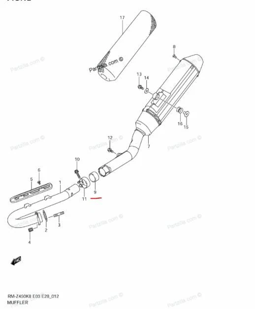 Junta de escape de grafite para Suzuki GSXR 1000 (2009-2011) 14771-42F10 - Imagem 2 de 3