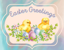 Easter Greetings Chicks Sign or Door Hanger