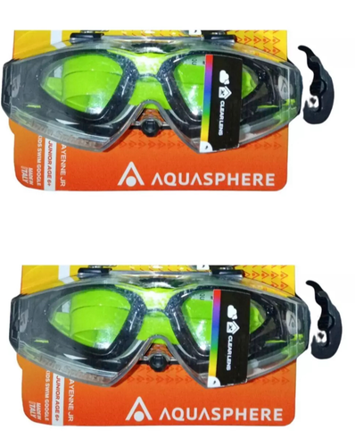 (2 Pack) Aqua Sphere Kayenne Junior Childrens Swimming Goggles with Clear Lens - 第 1/2 張圖片