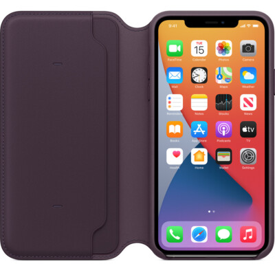Genuine Apple iPhone 11 Pro Max Leather Folio - Aubergine