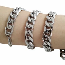 15mm chunky 316L Stainless Steel Heavy Link Curb Cuban Chain Men Necklace 8"-40"