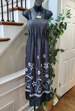 Lapsi Women Black Floral Polyester Square Neck Sleeveless Long Maxi Dress Size 1