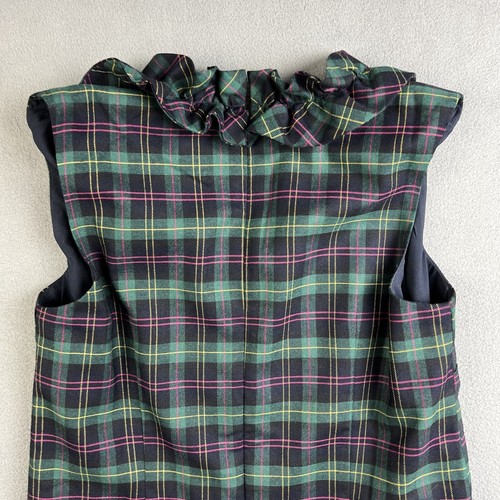 Talbots Dress Size 4 Green Highland Tartan Plaid Wool Sleeveless Ruffled NWT - Picture 9 of 12