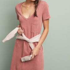 ANTHROPOLOGIE T.LA WOMEN'S DUSTY PINK SHORT SLEEVE DRESLA TEE DRESS Sz S