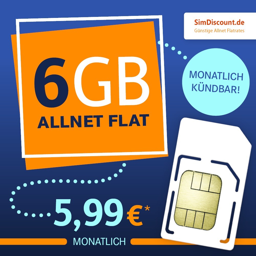 Fonic Allnet Flat Buchen Per Sms Handytarif ALLNET + SMS-FLAT 6 GB 5G nur 5,99 EUR mtl. kündbar | eBay