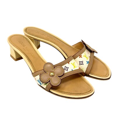 LOUIS VUITTON Vintage LV Logo Multicolor Monogram Sandals