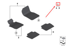 BMW 4 Gran Coupe F36 Velours-Fußmatten-Set 51477360783 7360783, neues Original