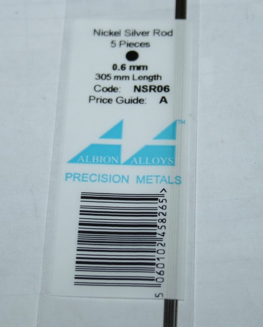 Albion Alloys NSR06 N/s Nickel Silver Rod (5 ) 0.6mm X 305mm for sale