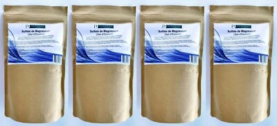 ESTENAT Lot de 4 Sulfate de magnesium 500g Sel d'Epsom Complément alimentaire en poudre