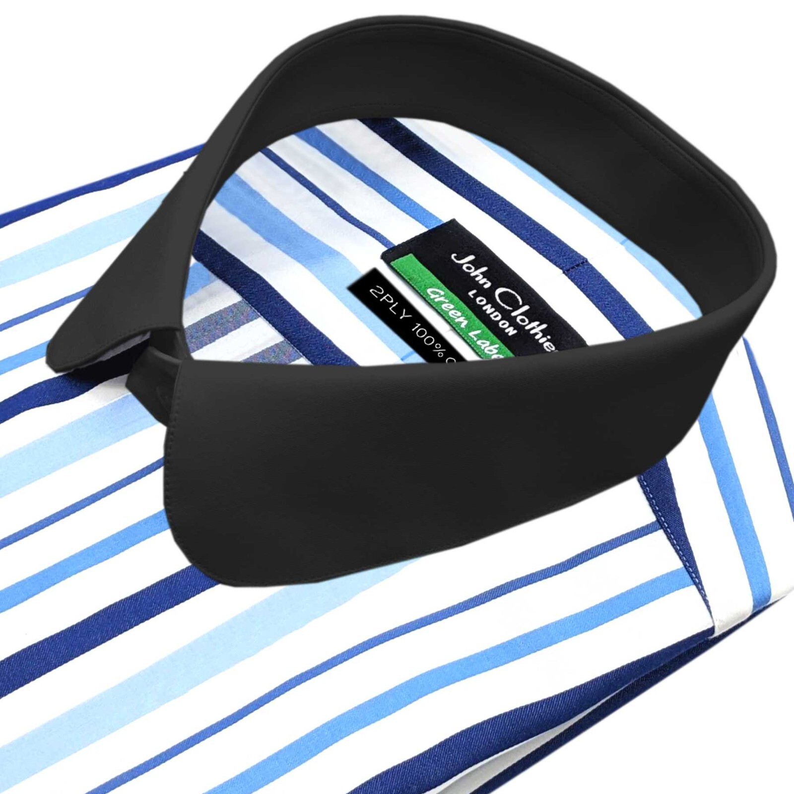 Peaky Blinders Blue Stand Stripe Penny Round Club Collar Dress Shirt