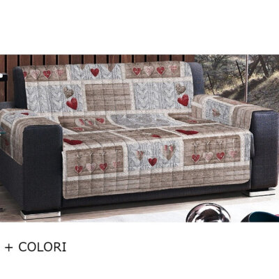 Copridivano Salvadivano Trapuntato Shabby Chic Cuori – 100% Cotone, Fodera In TNT, Prodotto Italiano - 3