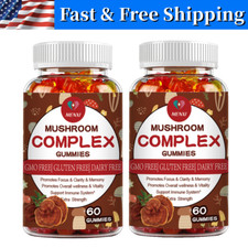  2 Pack Mushroom Extract Complex Gummies Boost Energy Focus,Improve Mood Memory