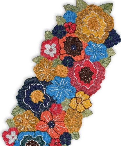 Floral Beaded Table Runner, Multicolor Table Runner, Spring Tableware 13X36 Inch - Picture 4 of 12