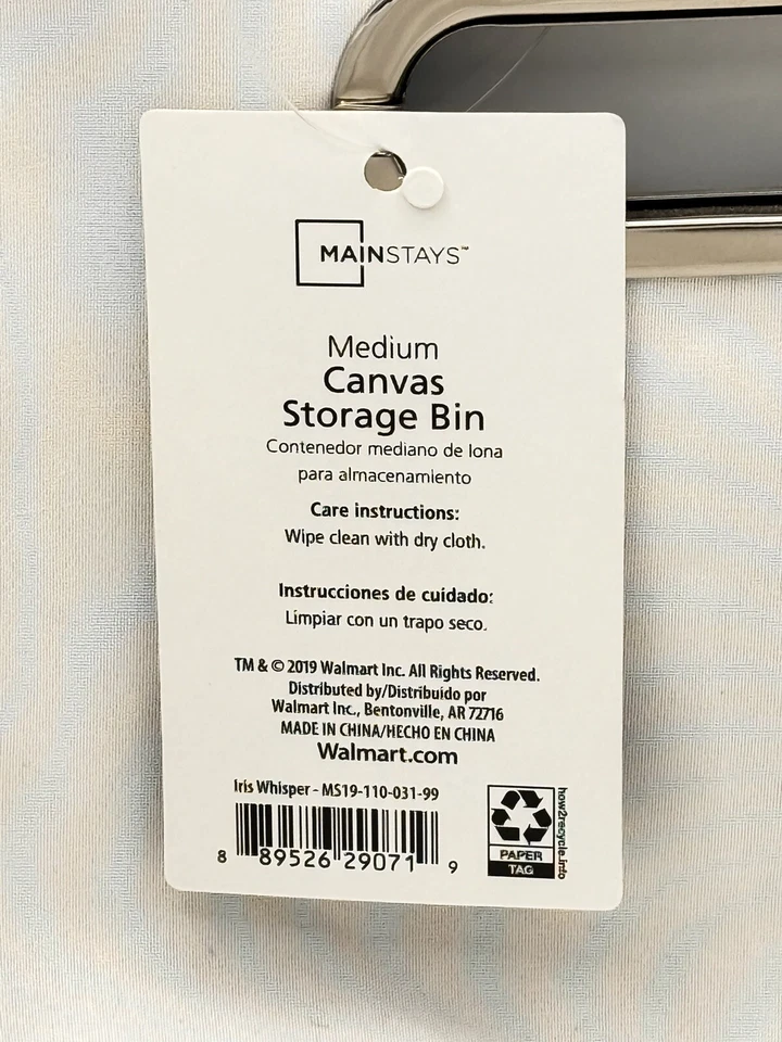 Mainstays Canvas Storage Bin | Light Purple | NWT Silver Handle - Image 3 of 4