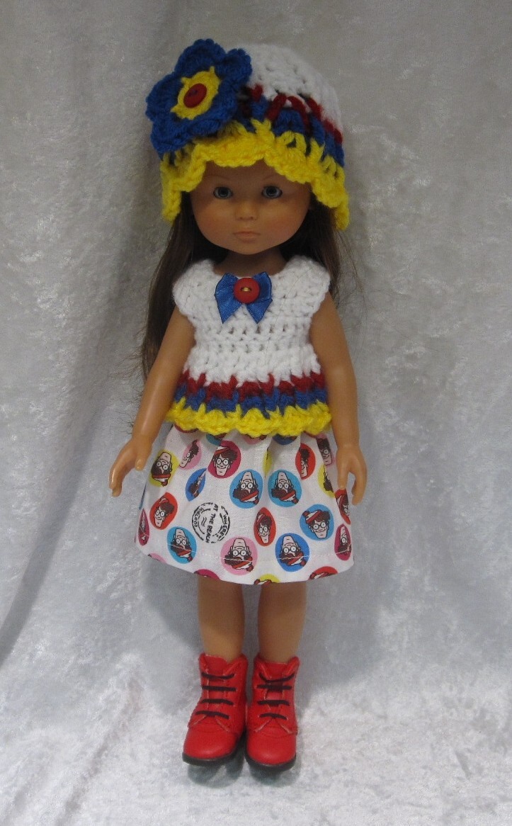 Made to fit LES CHERIES #13 Handmade Doll Clothes, Hat, Top & Skirt Set