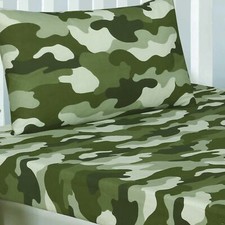 ARMY CAMOUFLAGE GREEN GREY DUVET COVER SET / FITTED SHEET / CURTAINS / WALLPAPER