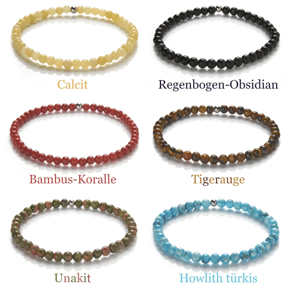 Edelstein Armband - 4mm Kugel-Armband Naturstein - Perlenarmband - viele Sorten - Bild 4 von 4