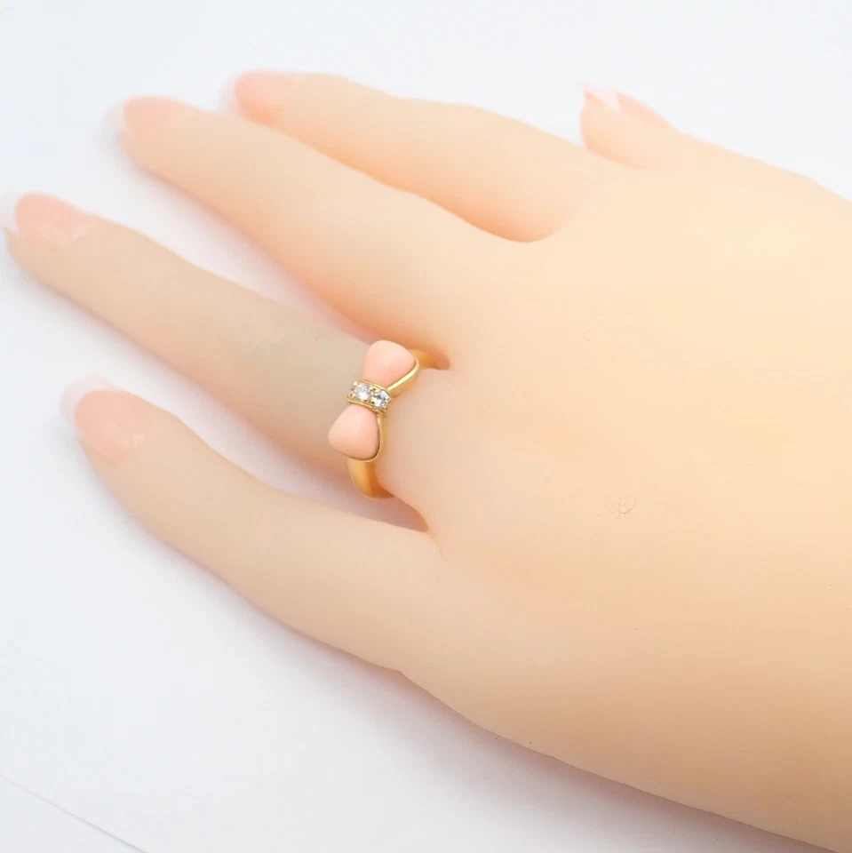 ¡Raro! Auténtico Anillo Van Cleef & Arpels Oro Amarillo 18k Coral Diamante Arco Talla 5 Foto 4 de 4