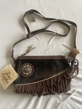 Texas Leather/brown/cowgirl Crossbody Messenger Fringe 100 Leather Medium Purse