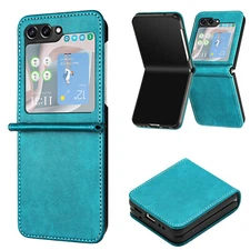 For Samsung Galaxy Z Flip 6 5 4 3 5G Anti-Scratch Business Solid PU Leather Case