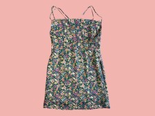 Forever 21 Floral Boho Crisscross Strappy Back Mini Dress Size Small