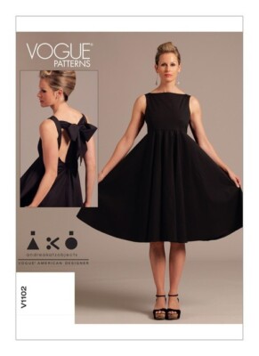 Vogue V1102   Misses Dress   Tie Back   Sizes: 6, 8, !0, 12   Out of Print