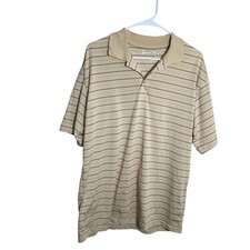 PGA Tour Polo Shirt Men's Large Striped Collared Athletic Short Sleeve Golf