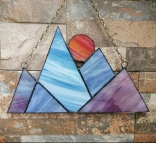 Smoky Mountains Range Stained Glass Suncatcher Rocky Scene Window Panel